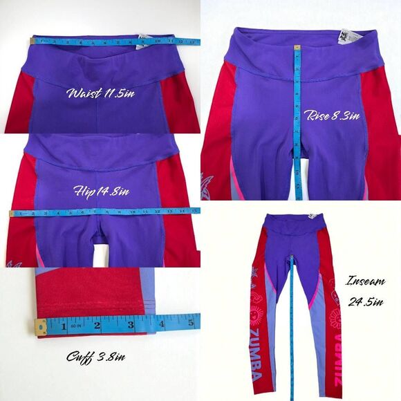 Zumba Happy Perfect Waistband Ankle Leggings Purple Pop Size S (E111) - Picture 6 of 7